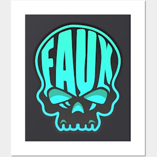 Faux Skull - Cyan Posters and Art